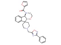 N-{(2R*,3R*)-2-ethoxy-1'-[(3-phenyl-1,2,4-oxadiazol-5-yl)methyl]-2,3-dihydrospiro[indene-1,4'-piperidin]-3-yl}-2-furamide