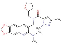 N-{[6-(dimethylamino)[1,3]dioxolo[4,5-g]quinolin-7-yl]methyl}-1,3-dimethyl-N-(tetrahydro-2-furanylmethyl)-1H-pyrazole-5-carboxamide