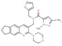 N-(2-furylmethyl)-1,3-dimethyl-N-{[2-(4-morpholinyl)-7,8-dihydro-6H-cyclopenta[g]quinolin-3-yl]methyl}-1H-pyrazole-5-carboxamide