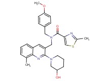 N-{[2-(3-hydroxy-1-piperidinyl)-8-methyl-3-quinolinyl]methyl}-N-(4-methoxybenzyl)-2-methyl-1,3-thiazole-4-carboxamide