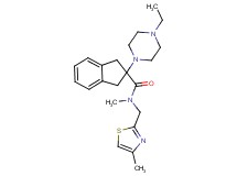 2-(4-ethyl-1-piperazinyl)-N-methyl-N-[(4-methyl-1,3-thiazol-2-yl)methyl]-2-indanecarboxamide