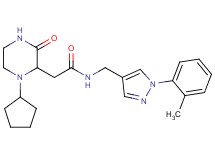 2-(1-cyclopentyl-3-oxo-2-piperazinyl)-N-{[1-(2-methylphenyl)-1H-pyrazol-4-yl]methyl}acetamide