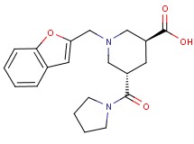 (3S*,5S*)-1-(1-benzofuran-2-ylmethyl)-5-(1-pyrrolidinylcarbonyl)-3-piperidinecarboxylic acid