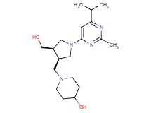 1-{[(3R*,4R*)-4-(hydroxymethyl)-1-(6-isopropyl-2-methylpyrimidin-4-yl)pyrrolidin-3-yl]methyl}piperidin-4-ol