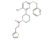 5-methyl-2-[(3-pyridinylmethyl)thio]-4-{1-[3-(2-thienyl)propanoyl]-3-piperidinyl}pyrimidine
