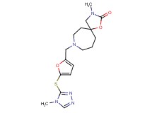 3-methyl-8-({5-[(4-methyl-4H-1,2,4-triazol-3-yl)thio]-2-furyl}methyl)-1-oxa-3,8-diazaspiro[4.6]undecan-2-one