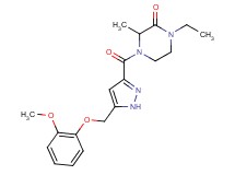 1-ethyl-4-({5-[(2-methoxyphenoxy)methyl]-1H-pyrazol-3-yl}carbonyl)-3-methylpiperazin-2-one