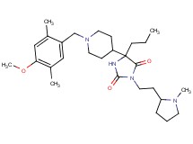 5-[1-(4-methoxy-2,5-dimethylbenzyl)-4-piperidinyl]-3-[2-(1-methyl-2-pyrrolidinyl)ethyl]-5-propyl-2,4-imidazolidinedione