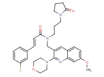 (2E)-3-(3-fluorophenyl)-N-{[7-methoxy-2-(4-morpholinyl)-3-quinolinyl]methyl}-N-[3-(2-oxo-1-pyrrolidinyl)propyl]acrylamide