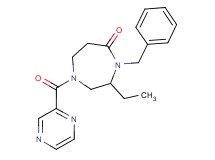 4-benzyl-3-ethyl-1-(2-pyrazinylcarbonyl)-1,4-diazepan-5-one
