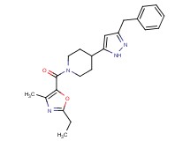 4-(3-benzyl-1H-pyrazol-5-yl)-1-[(2-ethyl-4-methyl-1,3-oxazol-5-yl)carbonyl]piperidine