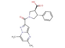 (3S*,4R*)-1-[(5,7-dimethylpyrazolo[1,5-a]pyrimidin-2-yl)carbonyl]-4-phenylpyrrolidine-3-carboxylic acid