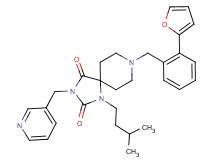 8-[2-(2-furyl)benzyl]-1-(3-methylbutyl)-3-(3-pyridinylmethyl)-1,3,8-triazaspiro[4.5]decane-2,4-dione