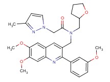 N-{[6,7-dimethoxy-2-(3-methoxyphenyl)-3-quinolinyl]methyl}-2-(3-methyl-1H-pyrazol-1-yl)-N-(tetrahydro-2-furanylmethyl)acetamide