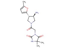 3-{2-[(3R*,4S*)-3-amino-4-(5-methyl-2-furyl)-1-pyrrolidinyl]-2-oxoethyl}-5,5-dimethyl-2,4-imidazolidinedione