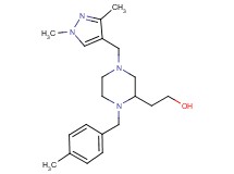 2-[4-[(1,3-dimethyl-1H-pyrazol-4-yl)methyl]-1-(4-methylbenzyl)-2-piperazinyl]ethanol