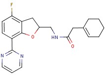 2-(1-cyclohexen-1-yl)-N-{[4-fluoro-7-(2-pyrimidinyl)-2,3-dihydro-1-benzofuran-2-yl]methyl}acetamide