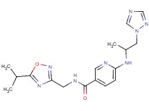N-[(5-isopropyl-1,2,4-oxadiazol-3-yl)methyl]-6-{[1-methyl-2-(1H-1,2,4-triazol-1-yl)ethyl]amino}nicotinamide
