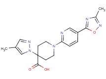 1-[5-(3-methyl-1,2,4-oxadiazol-5-yl)pyridin-2-yl]-4-(4-methyl-1H-pyrazol-1-yl)piperidine-4-carboxylic acid
