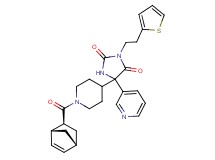 5-{1-[(1R*,2S*,4R*)-bicyclo[2.2.1]hept-5-en-2-ylcarbonyl]-4-piperidinyl}-5-(3-pyridinyl)-3-[2-(2-thienyl)ethyl]-2,4-imidazolidinedione
