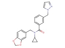 N-(1,3-benzodioxol-5-ylmethyl)-N-cyclopropyl-3-(1H-pyrazol-1-ylmethyl)benzamide