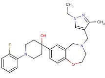 4-{4-[(1-ethyl-3-methyl-1H-pyrazol-4-yl)methyl]-2,3,4,5-tetrahydro-1,4-benzoxazepin-7-yl}-1-(2-fluorophenyl)-4-piperidinol