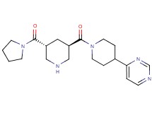 4-(1-{[(3R*,5R*)-5-(pyrrolidin-1-ylcarbonyl)piperidin-3-yl]carbonyl}piperidin-4-yl)pyrimidine