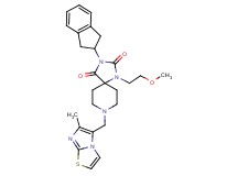 3-(2,3-dihydro-1H-inden-2-yl)-1-(2-methoxyethyl)-8-[(6-methylimidazo[2,1-b][1,3]thiazol-5-yl)methyl]-1,3,8-triazaspiro[4.5]decane-2,4-dione
