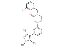 1-(3-fluorobenzyl)-4-[4-(1,3,5-trimethyl-1H-pyrazol-4-yl)pyrimidin-2-yl]piperazin-2-one