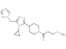 4-[4-cyclopropyl-5-(1H-1,2,4-triazol-1-ylmethyl)-4H-1,2,4-triazol-3-yl]-1-[3-(methylthio)propanoyl]piperidine