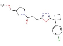2-[1-(4-chlorophenyl)cyclobutyl]-5-{3-[3-(methoxymethyl)-1-pyrrolidinyl]-3-oxopropyl}-1,3,4-oxadiazole