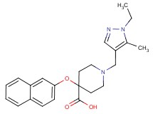 1-[(1-ethyl-5-methyl-1H-pyrazol-4-yl)methyl]-4-(2-naphthyloxy)piperidine-4-carboxylic acid