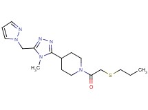 4-[4-methyl-5-(1H-pyrazol-1-ylmethyl)-4H-1,2,4-triazol-3-yl]-1-[(propylthio)acetyl]piperidine