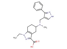 1-ethyl-5-{methyl[(3-phenyl-1H-pyrazol-4-yl)methyl]amino}-4,5,6,7-tetrahydro-1H-indazole-3-carboxylic acid