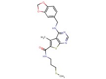 4-[(1,3-benzodioxol-5-ylmethyl)amino]-5-methyl-N-[3-(methylthio)propyl]thieno[2,3-d]pyrimidine-6-carboxamide