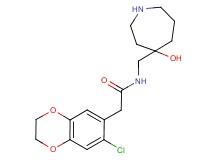 2-(7-chloro-2,3-dihydro-1,4-benzodioxin-6-yl)-N-[(4-hydroxy-4-azepanyl)methyl]acetamide