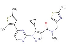 5-cyclopropyl-1-[4-(2,5-dimethyl-3-thienyl)-2-pyrimidinyl]-N-methyl-N-[(2-methyl-1,3-thiazol-4-yl)methyl]-1H-pyrazole-4-carboxamide