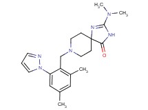 2-(dimethylamino)-8-[2,4-dimethyl-6-(1H-pyrazol-1-yl)benzyl]-1,3,8-triazaspiro[4.5]dec-1-en-4-one