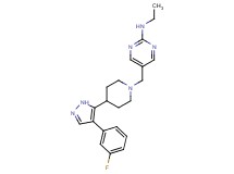 N-ethyl-5-({4-[4-(3-fluorophenyl)-1H-pyrazol-5-yl]piperidin-1-yl}methyl)pyrimidin-2-amine
