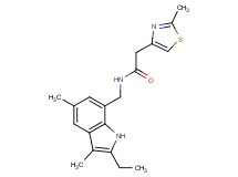 N-[(2-ethyl-3,5-dimethyl-1H-indol-7-yl)methyl]-2-(2-methyl-1,3-thiazol-4-yl)acetamide