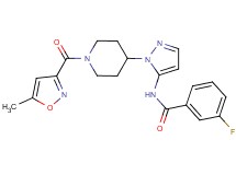 3-fluoro-N-(1-{1-[(5-methyl-3-isoxazolyl)carbonyl]-4-piperidinyl}-1H-pyrazol-5-yl)benzamide