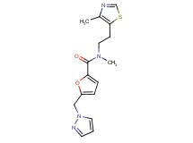 N-methyl-N-[2-(4-methyl-1,3-thiazol-5-yl)ethyl]-5-(1H-pyrazol-1-ylmethyl)-2-furamide
