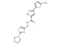 3-(5-methyl-2-thienyl)-N-{[2-(1-pyrrolidinyl)-1,3-thiazol-4-yl]methyl}-1H-pyrazole-5-carboxamide