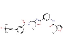N-{3-[4-({[3-(3-hydroxy-3-methyl-1-butyn-1-yl)benzoyl]amino}methyl)-5-methyl-1,3-oxazol-2-yl]phenyl}-2-methyl-3-furamide