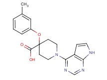 4-(3-methylphenoxy)-1-(7H-pyrrolo[2,3-d]pyrimidin-4-yl)piperidine-4-carboxylic acid