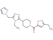 1-[(3-ethylisoxazol-5-yl)carbonyl]-4-[4-ethyl-5-(1H-pyrazol-1-ylmethyl)-4H-1,2,4-triazol-3-yl]piperidine
