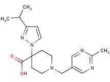 4-(3-isopropyl-1H-pyrazol-1-yl)-1-[(2-methylpyrimidin-5-yl)methyl]piperidine-4-carboxylic acid