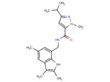 3-isopropyl-1-methyl-N-[(2,3,5-trimethyl-1H-indol-7-yl)methyl]-1H-pyrazole-5-carboxamide