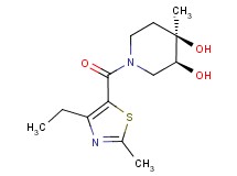 (3S*,4R*)-1-[(4-ethyl-2-methyl-1,3-thiazol-5-yl)carbonyl]-4-methylpiperidine-3,4-diol