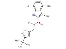 N-[(3-tert-butyl-1H-pyrazol-5-yl)methyl]-N,3,4,7-tetramethyl-1H-indole-2-carboxamide